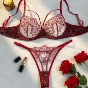 Black Leopard Print Lingerie Set