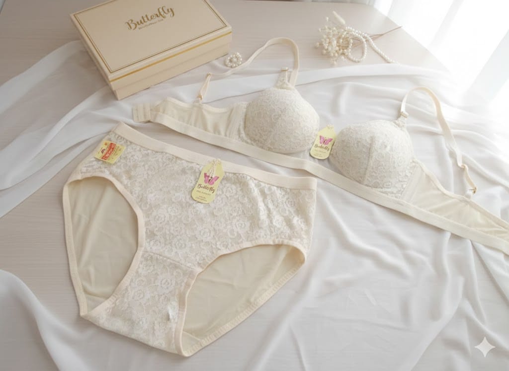 Butterfly Bra and Panty Set – সফট নেট ফ্যাব্রিকের আরামদায়ক লিঞ্জারি সেট - Image 4